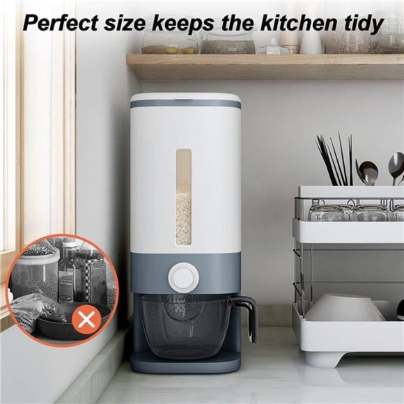 25Lbs Rice Dispenser, Large Grain Container Storage with Lid Measuring Cylinder - Picture 3 of 6